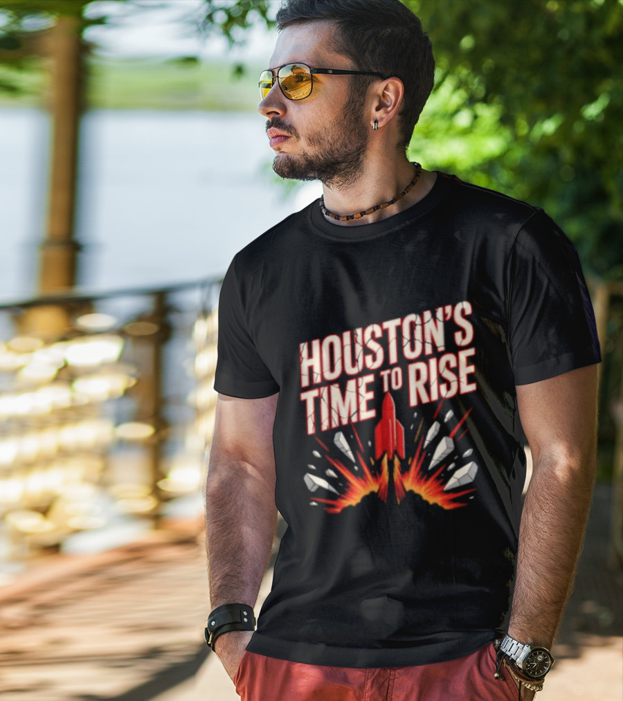 Houston's Time To Rise 2026 NBA Houston Rockets Basketball Team Explosion T-Shirt