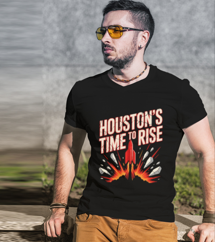 Houston's Time To Rise 2026 NBA Houston Rockets Basketball Team Explosion T-Shirt