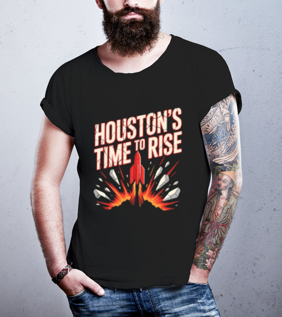 Houston's Time To Rise 2026 NBA Houston Rockets Basketball Team Explosion T-Shirt