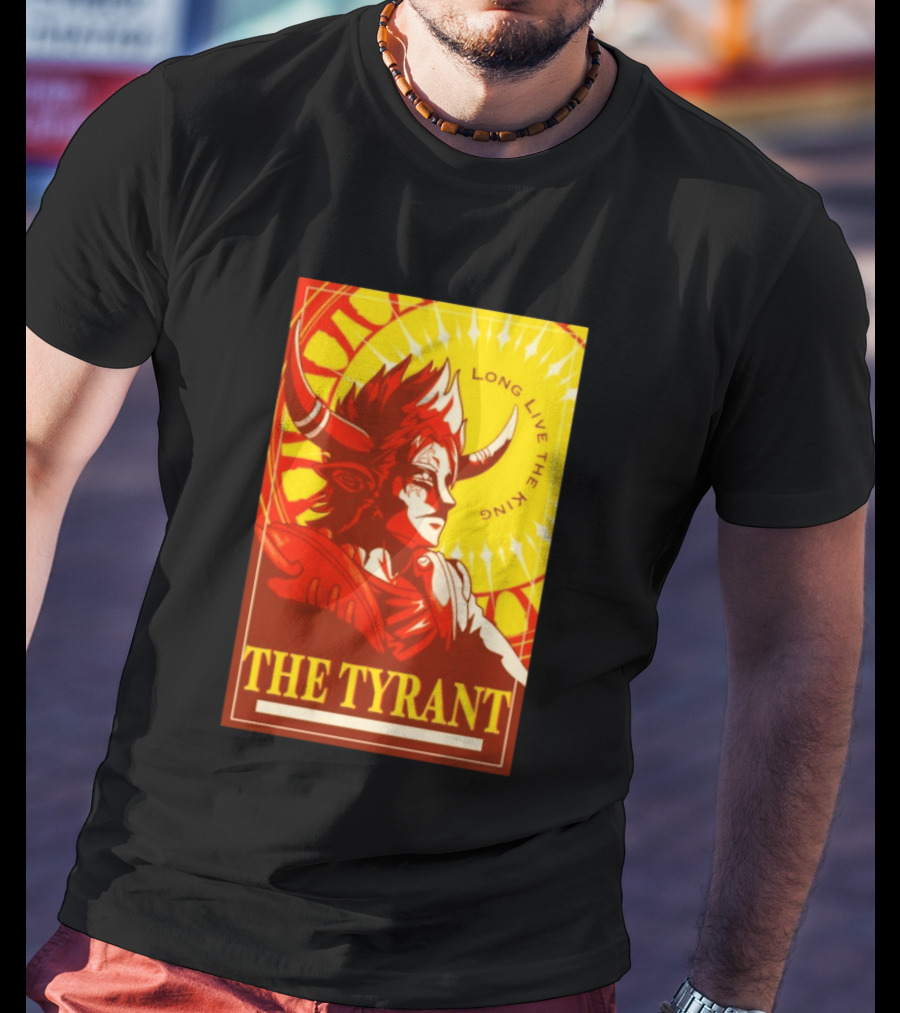 The Tyrant Long Live The King Anime Warrior With Horns Royal Sunburst T-Shirt