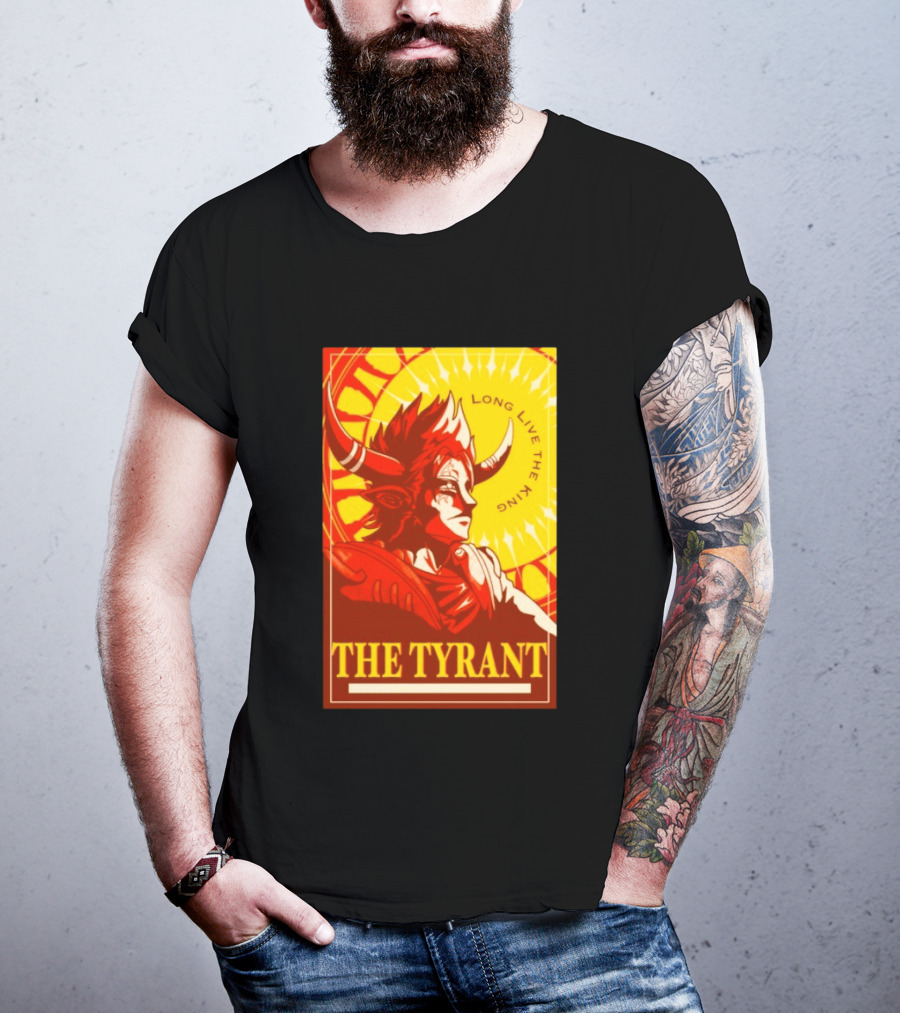 The Tyrant Long Live The King Anime Warrior With Horns Royal Sunburst T-Shirt