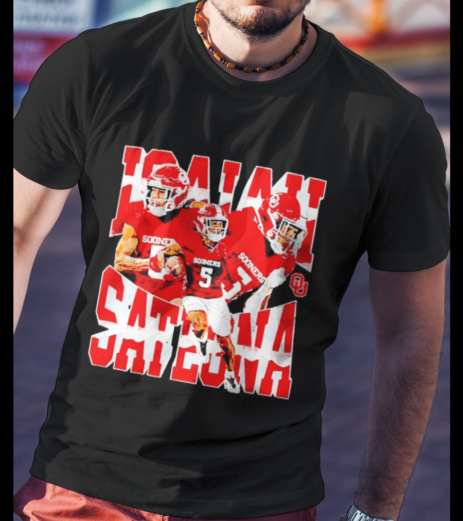 Isaiah Sategna Oklahoma Sooners 3 NCAA Football Collage T-Shirt