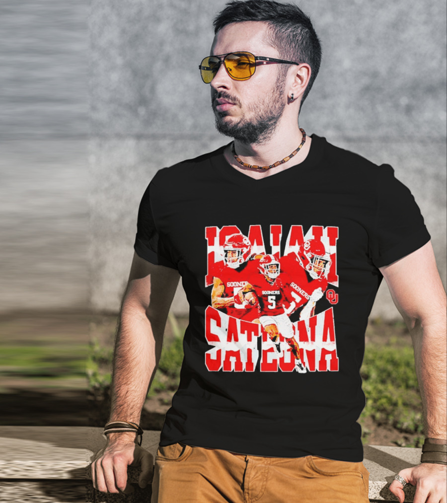 Isaiah Sategna Oklahoma Sooners 3 NCAA Football Collage T-Shirt