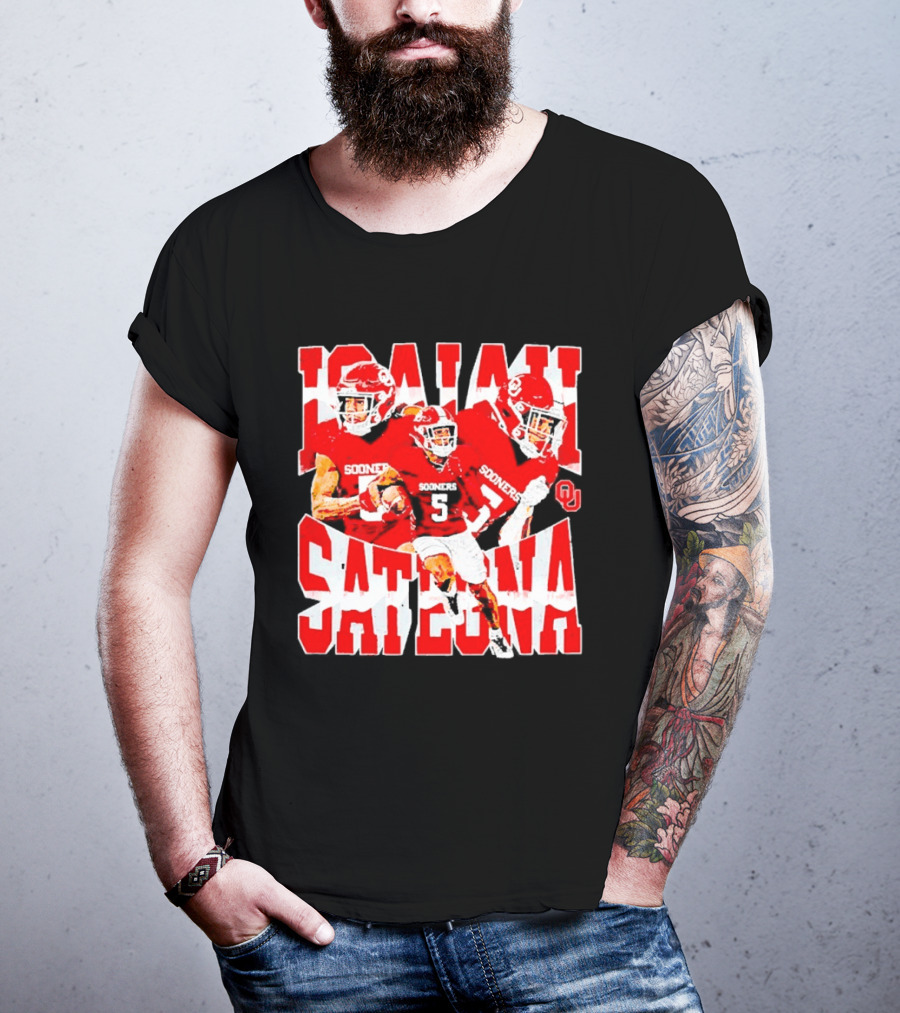 Isaiah Sategna Oklahoma Sooners 3 NCAA Football Collage T-Shirt