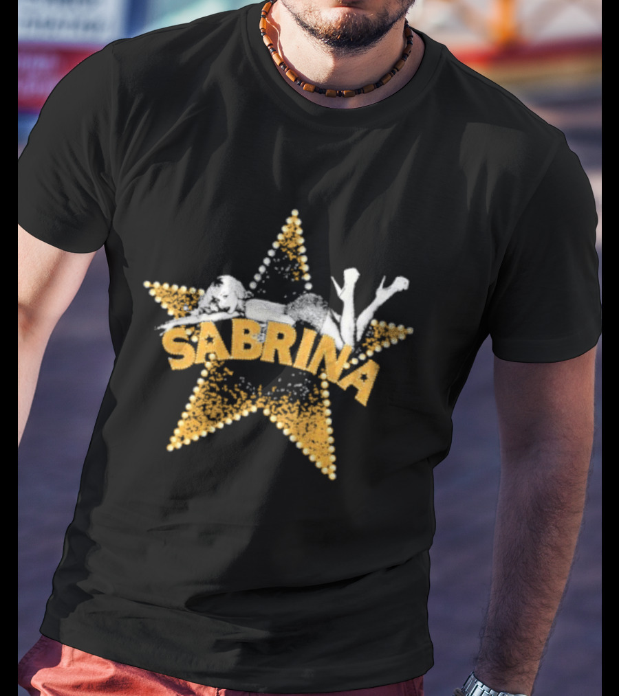 Sabrina Yellow Star With White Outline And Figure T-Shirt