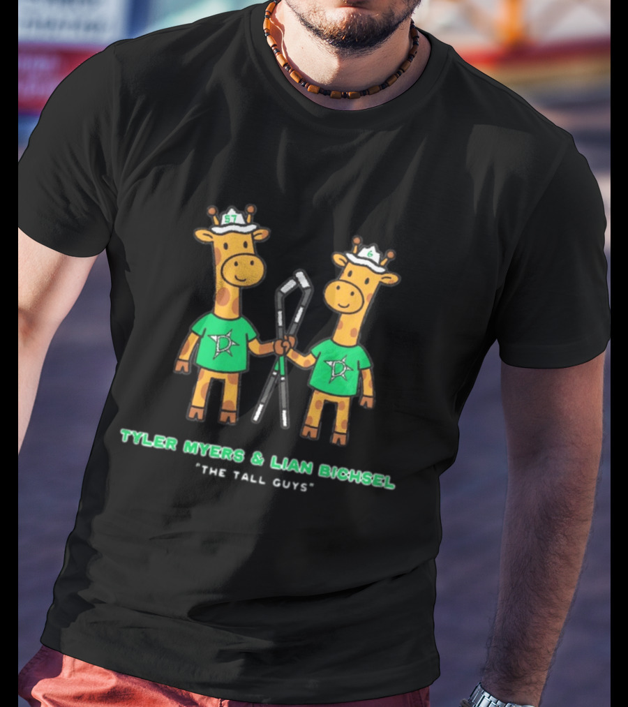 Tyler Myers Lian Bichsel The Tall Guys Dallas Stars Giraffes Hockey T-Shirt