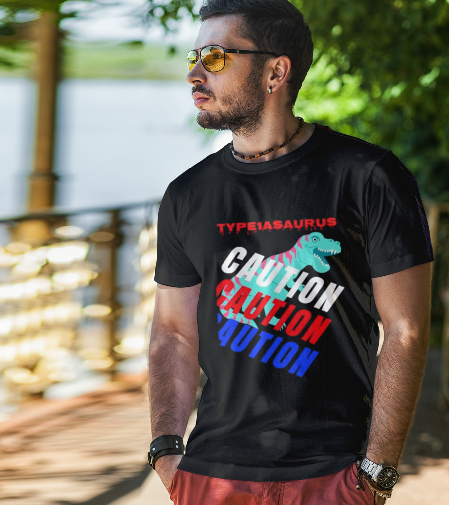 CAUTION Type1asaurus Dinosaur Warning T-Shirt