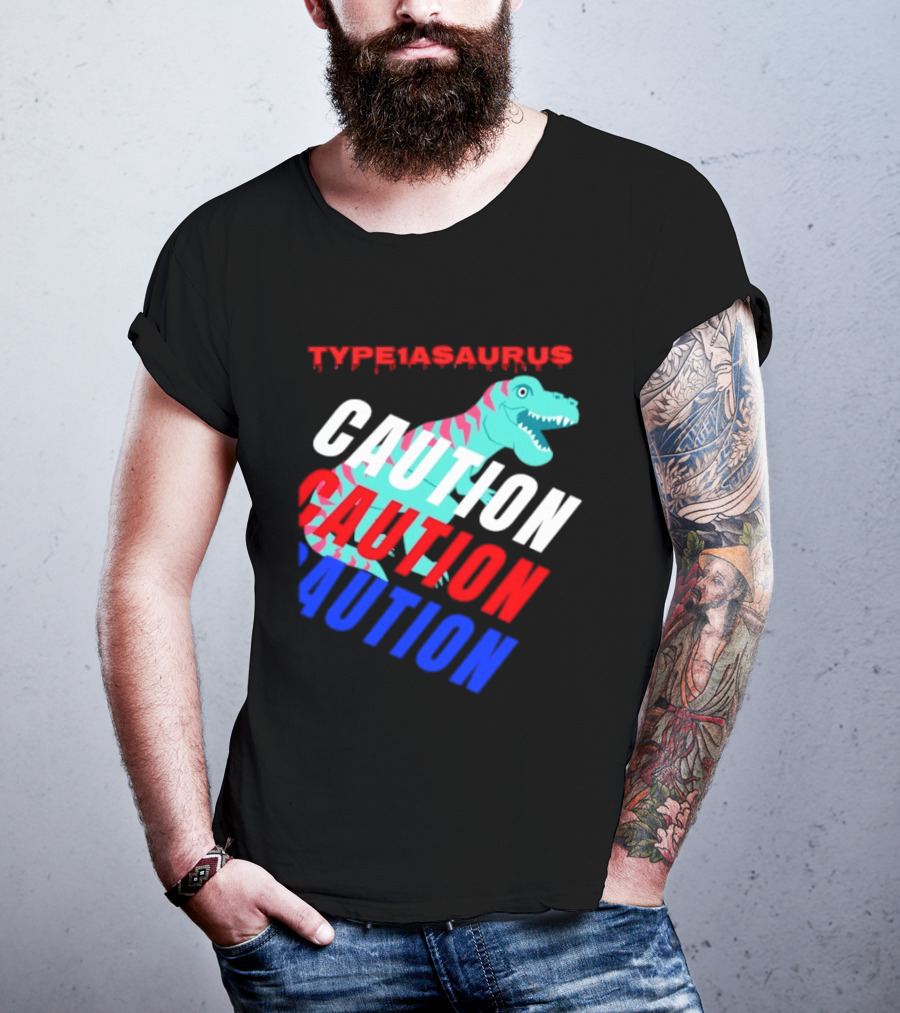 CAUTION Type1asaurus Dinosaur Warning T-Shirt