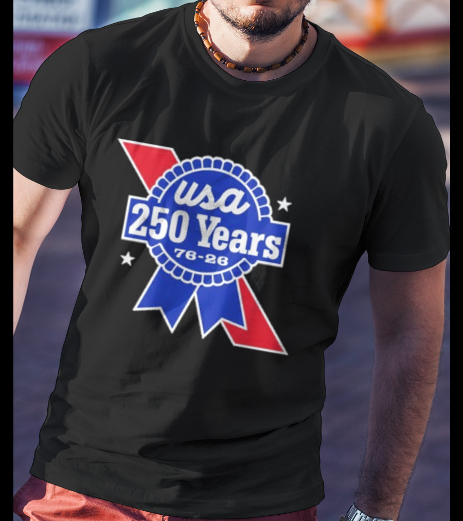 USA 250 Years Blue Ribbon 76 26 Celebration Stars T-Shirt