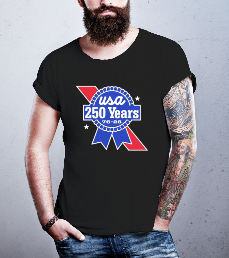 USA 250 Years Blue Ribbon 76 26 Celebration Stars T-Shirt