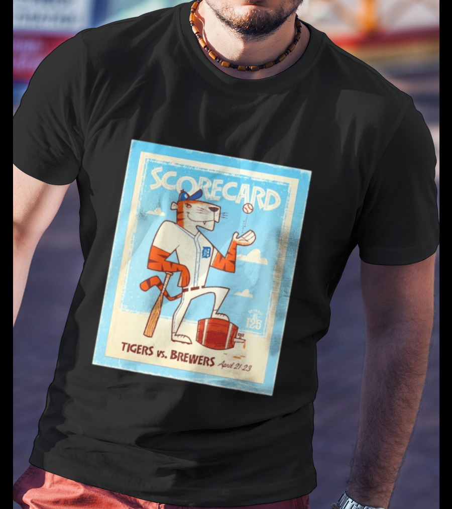 Scorecard Tigers Vs Brewers April 21 23 Retro 125 T-Shirt