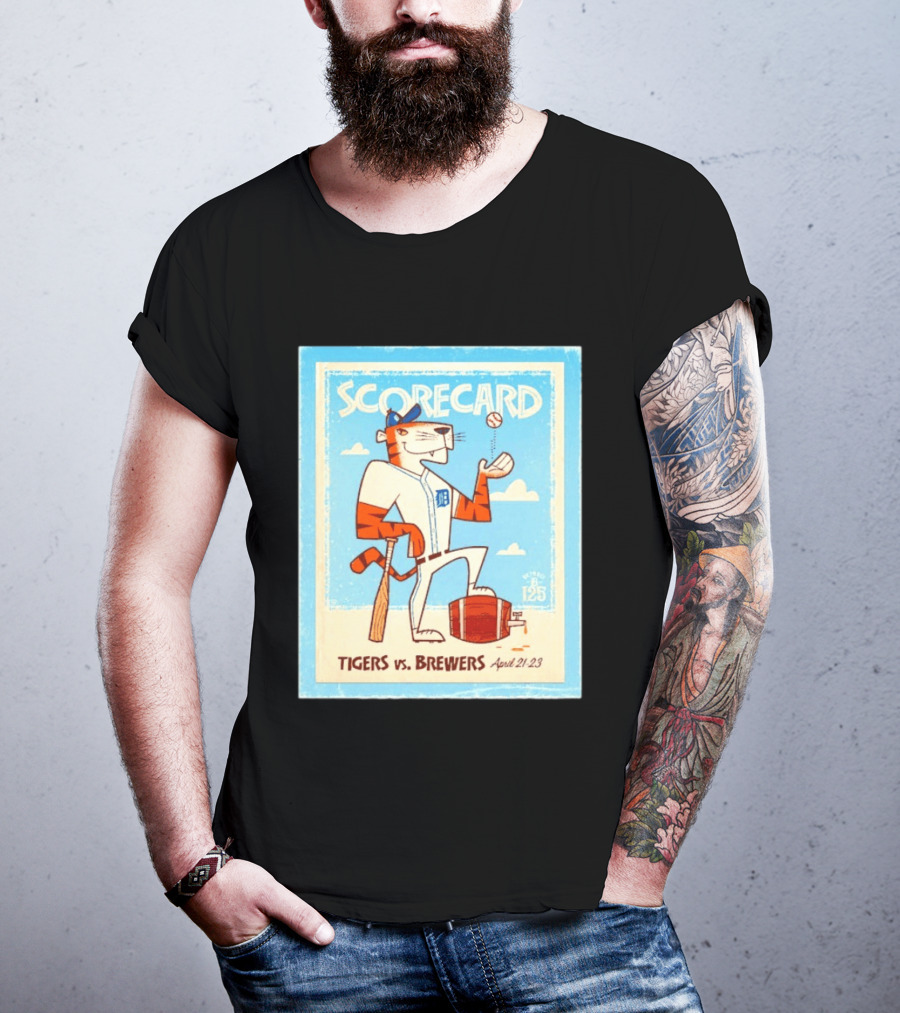 Scorecard Tigers Vs Brewers April 21 23 Retro 125 T-Shirt