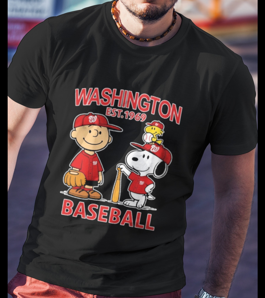 Washington Est. 1969 Snoopy Woodstock Baseball Redcaps T-Shirt
