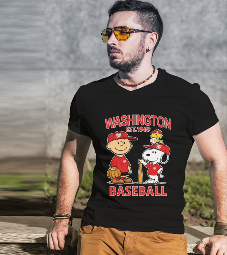 Washington Est. 1969 Snoopy Woodstock Baseball Redcaps T-Shirt