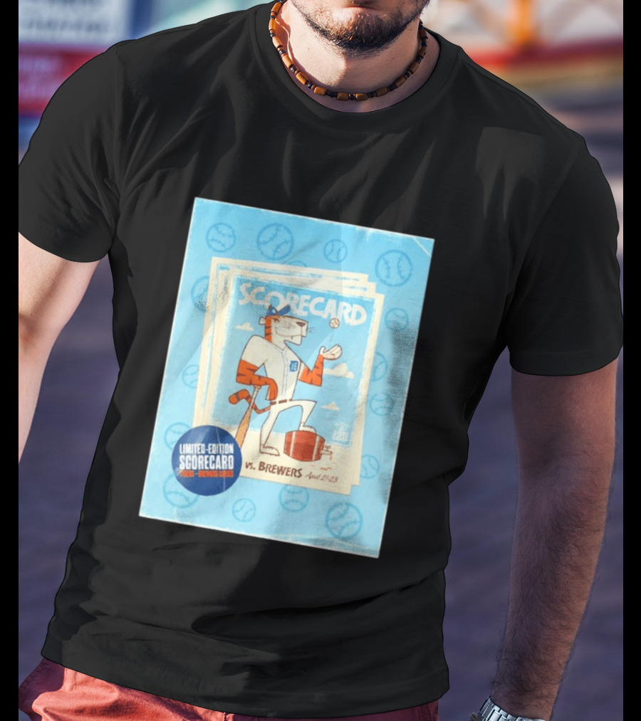 Limited Edition Scorecard Detroit Vs Brewers April 21 23 Vintage Baseball T-Shirt