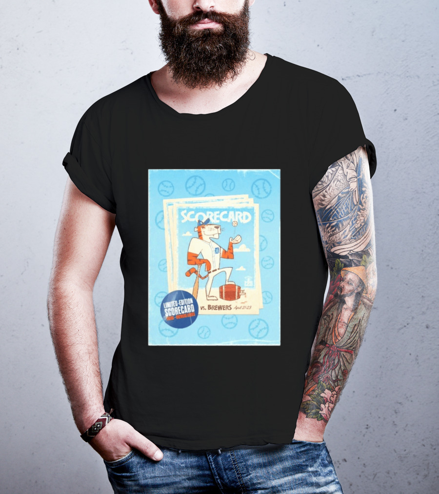 Limited Edition Scorecard Detroit Vs Brewers April 21 23 Vintage Baseball T-Shirt