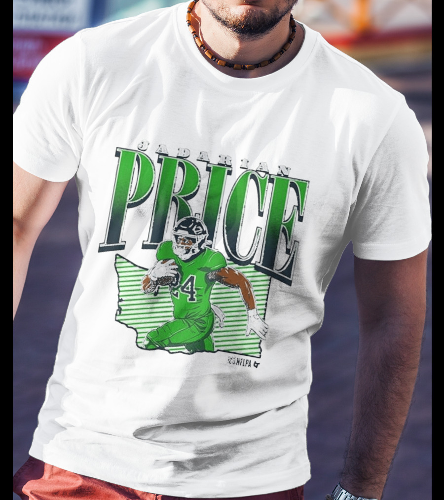 Jadarian Price 24 Green Football Graphic Remix T-Shirt