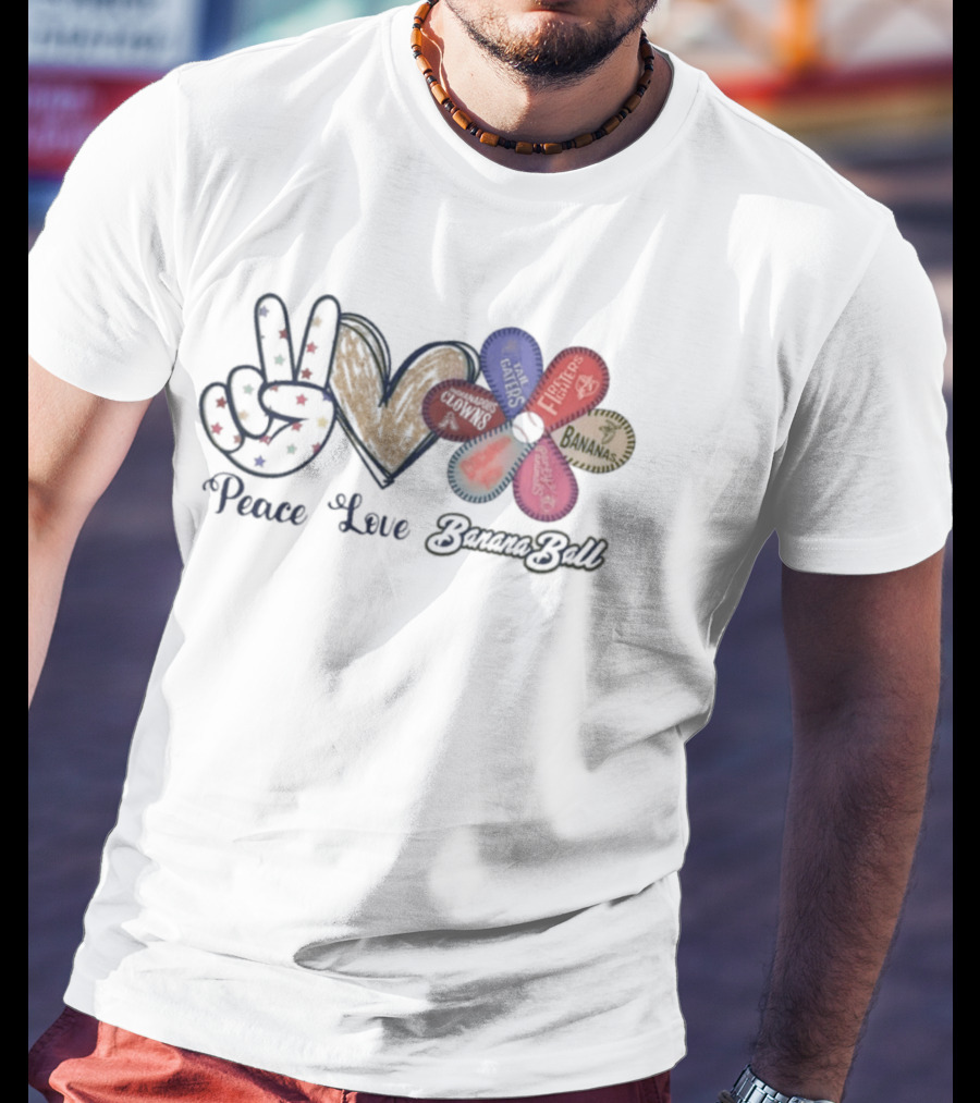 Peace Love Banana Ball 2026 Flower Power T-Shirt