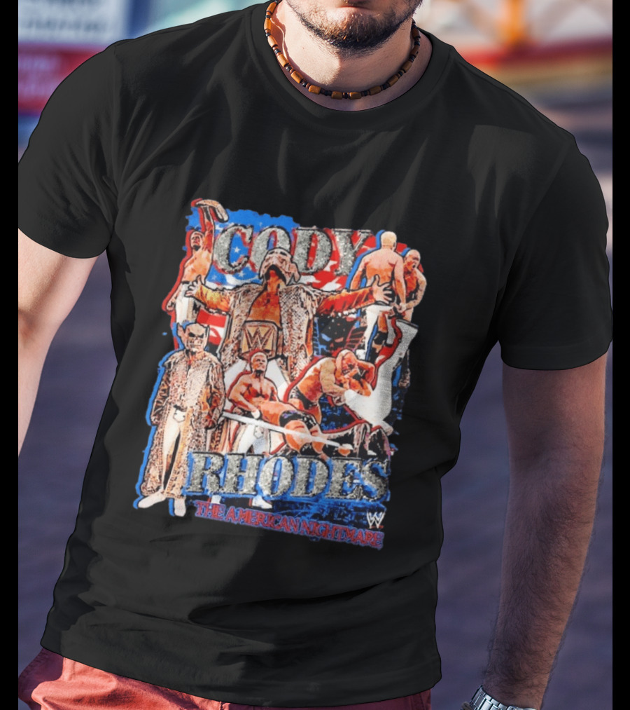 Cody Rhodes WWE The American Nightmare Red White Blue Collage T-Shirt