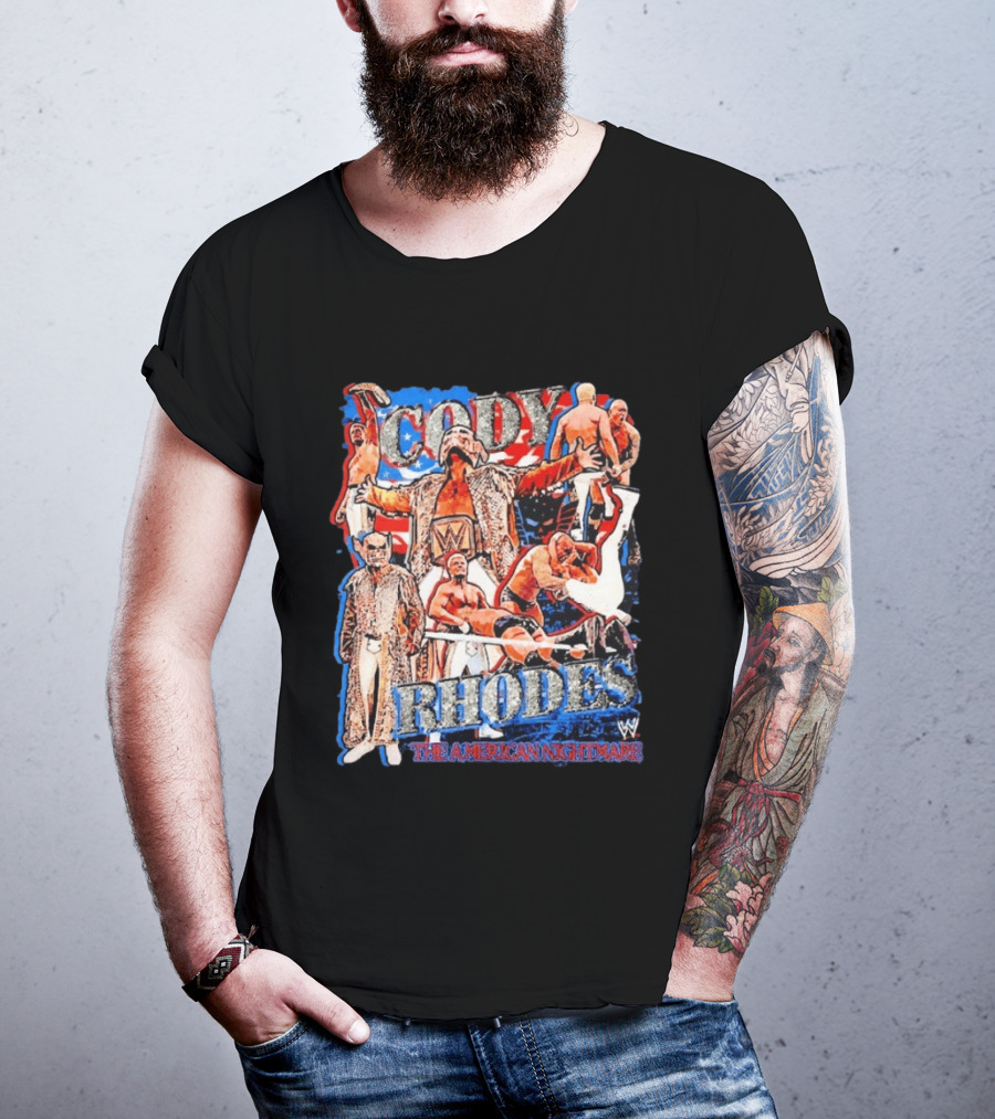 Cody Rhodes WWE The American Nightmare Red White Blue Collage T-Shirt