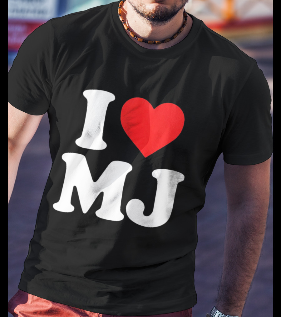 I Love MJ Red Heart T-Shirt