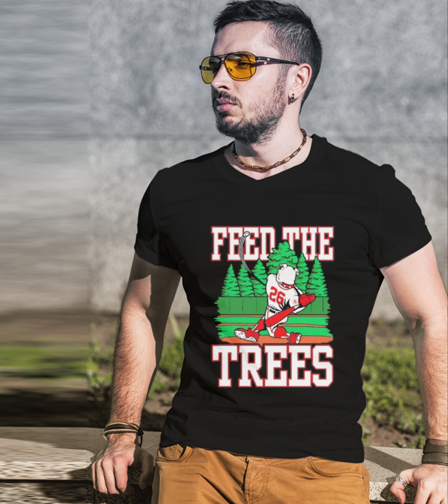 Georgia Bulldogs Feed The Trees Baseball 26 Player Swinging Bat T-Shirt