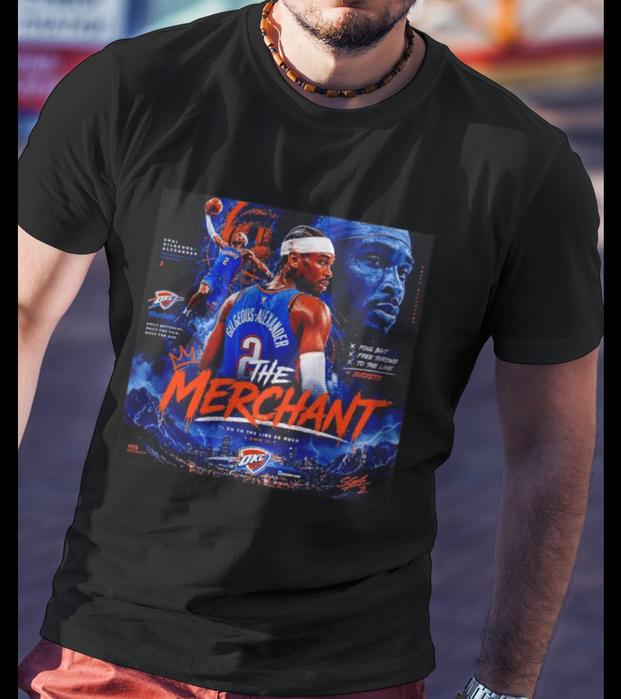 Shai Gilgeous Alexander The Merchant Oklahoma City Thunder Buckets Collage T-Shirt