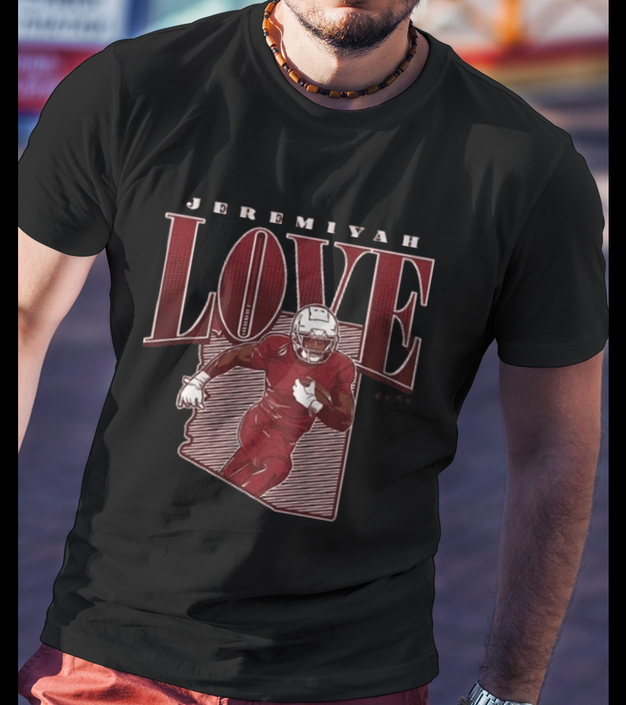 Jeremiyah Love Football Player Red State Star Remix T-Shirt