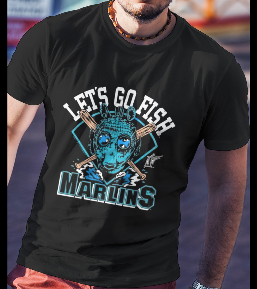 Star Wars X MLB 2026 Star Wars Day Miami Marlins Dark Side Greedo Let's Go Fish Marlins T-Shirt