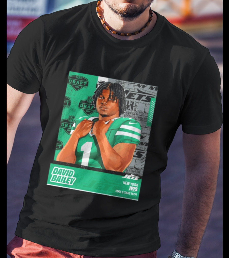 David Bailey New York Jets 2026 Draft Texas Tech Edge T-Shirt
