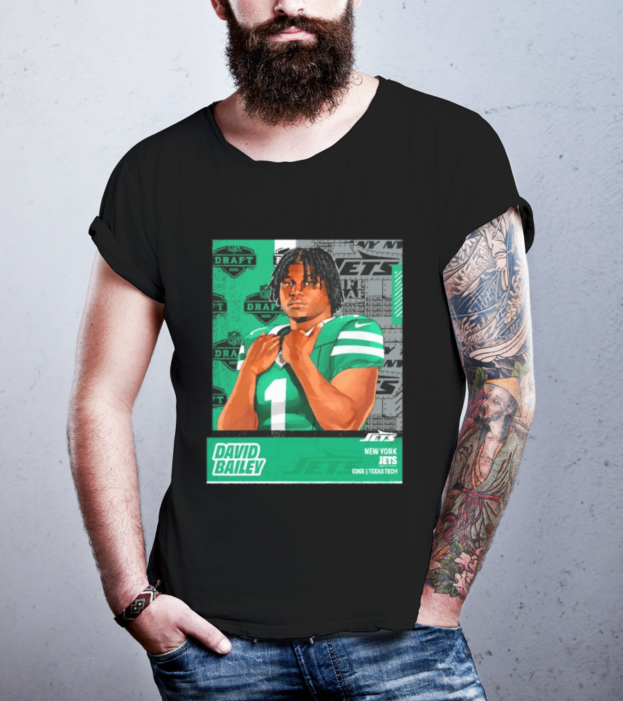 David Bailey New York Jets 2026 Draft Texas Tech Edge T-Shirt