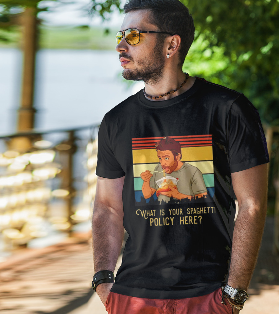 Charlie Eating Spaghetti With Retro Stripes What Is Your Spaghetti Policy Here T-Shirt