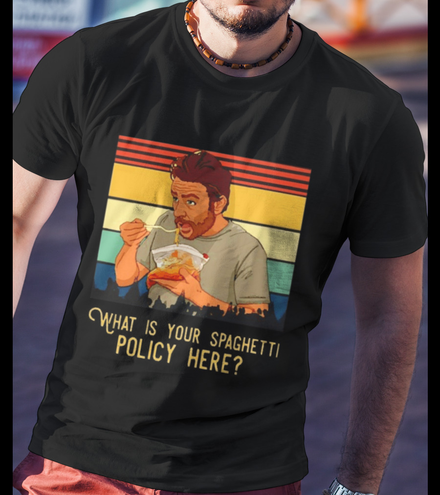 Charlie Eating Spaghetti With Retro Stripes What Is Your Spaghetti Policy Here T-Shirt
