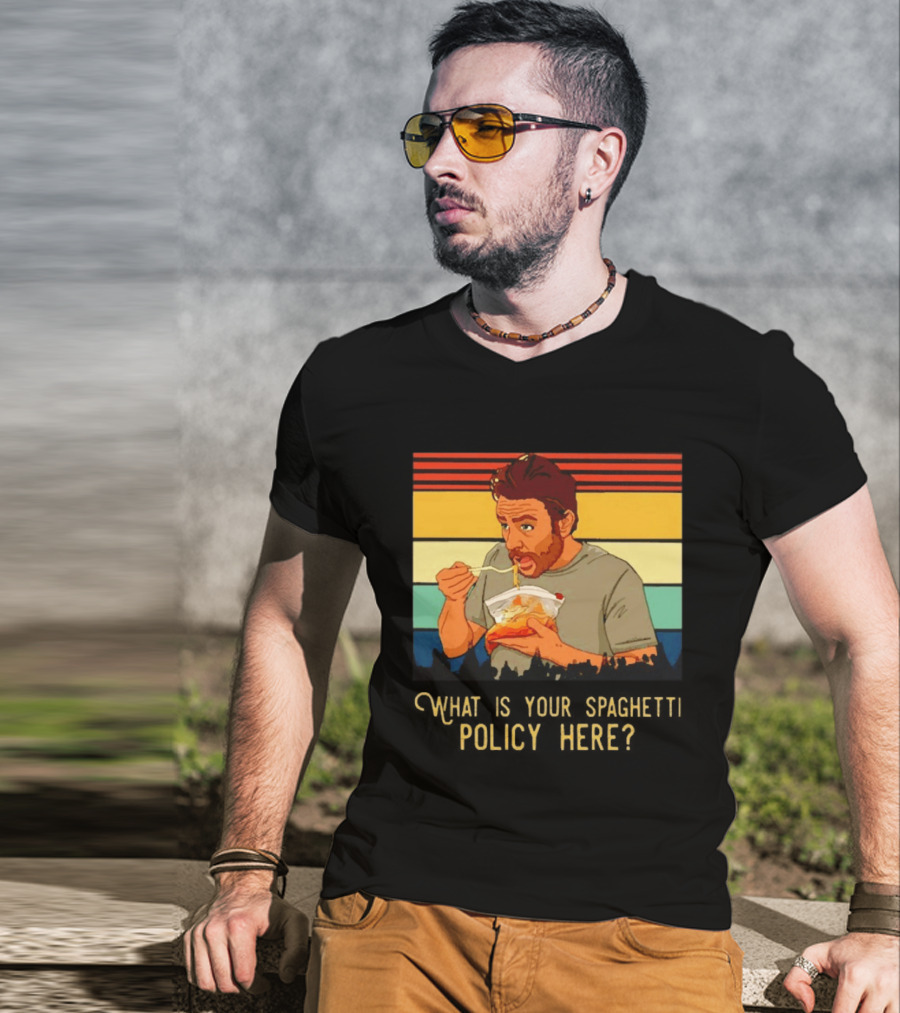 Charlie Eating Spaghetti With Retro Stripes What Is Your Spaghetti Policy Here T-Shirt