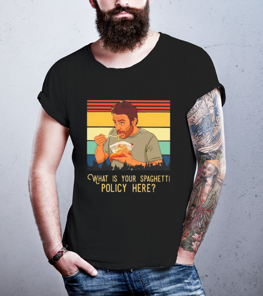 Charlie Eating Spaghetti With Retro Stripes What Is Your Spaghetti Policy Here T-Shirt