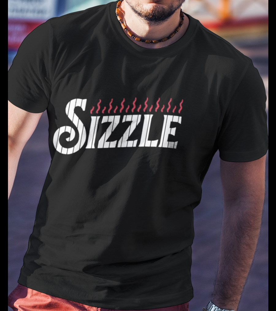 Sizzle Flames Red White JC Escarra Wearing T-Shirt
