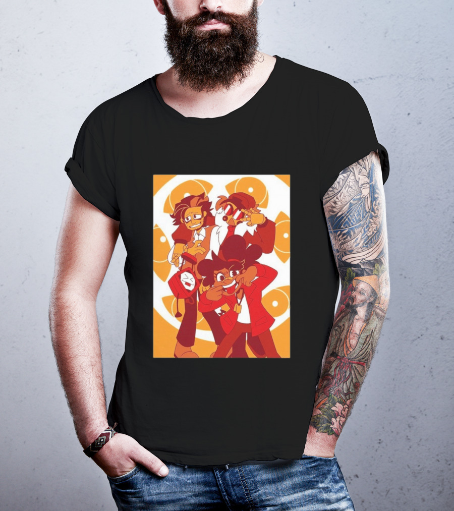 Epilogue Mural Red And White Cartoon Characters With Unique Hairstyles And Outfits T-Shirt