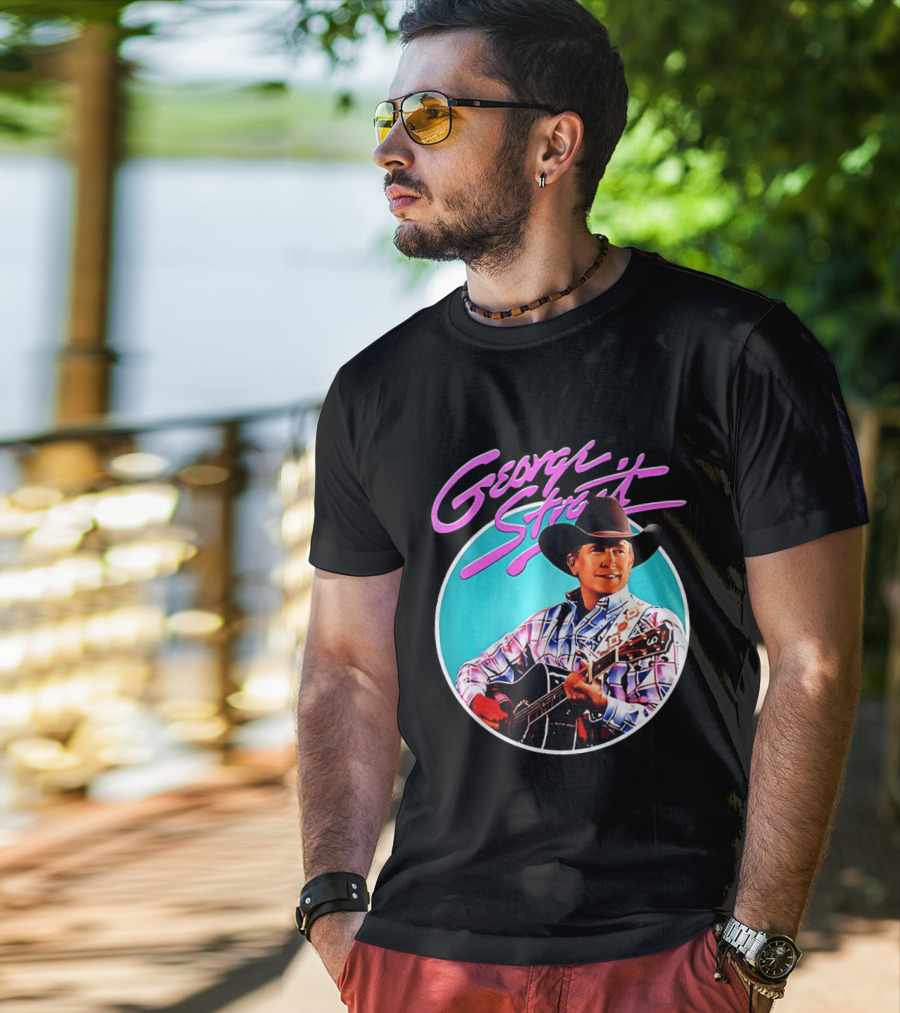 George Strait Country Music Legend Cowboy Hat And Guitar T-Shirt