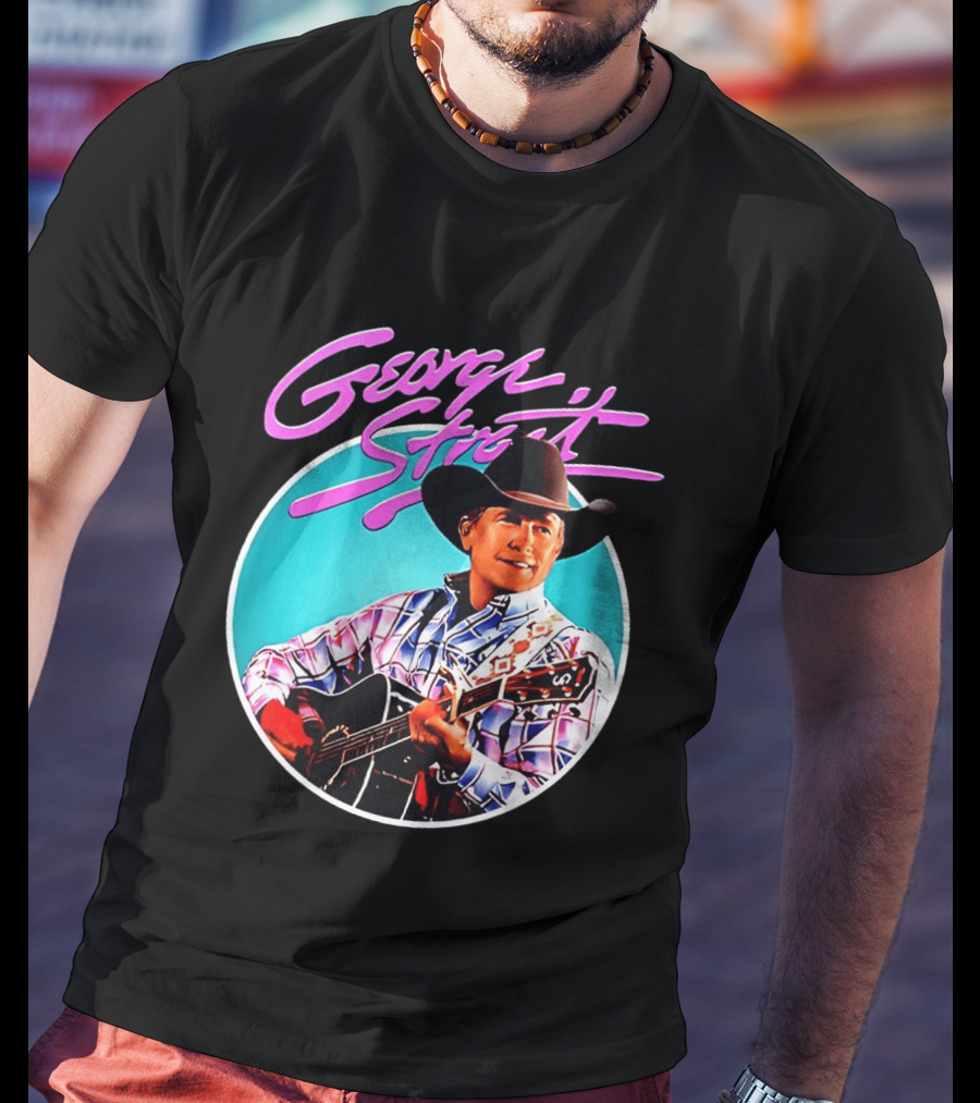George Strait Country Music Legend Cowboy Hat And Guitar T-Shirt