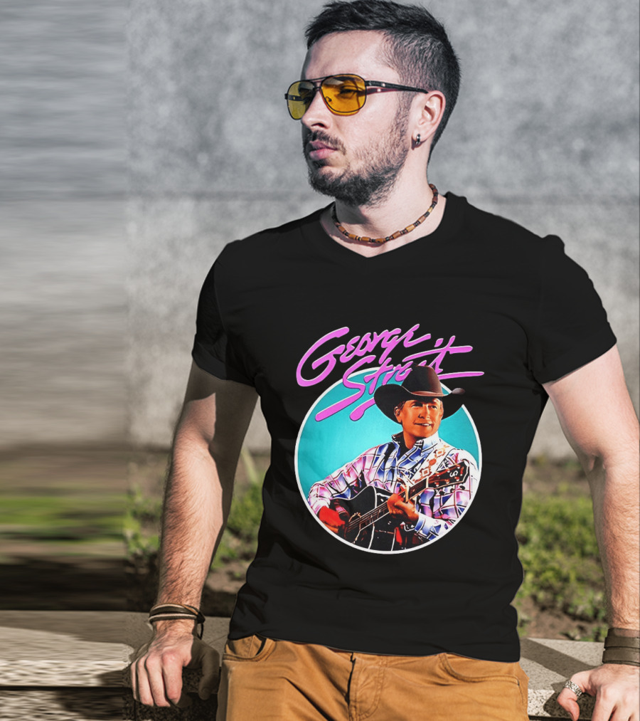 George Strait Country Music Legend Cowboy Hat And Guitar T-Shirt