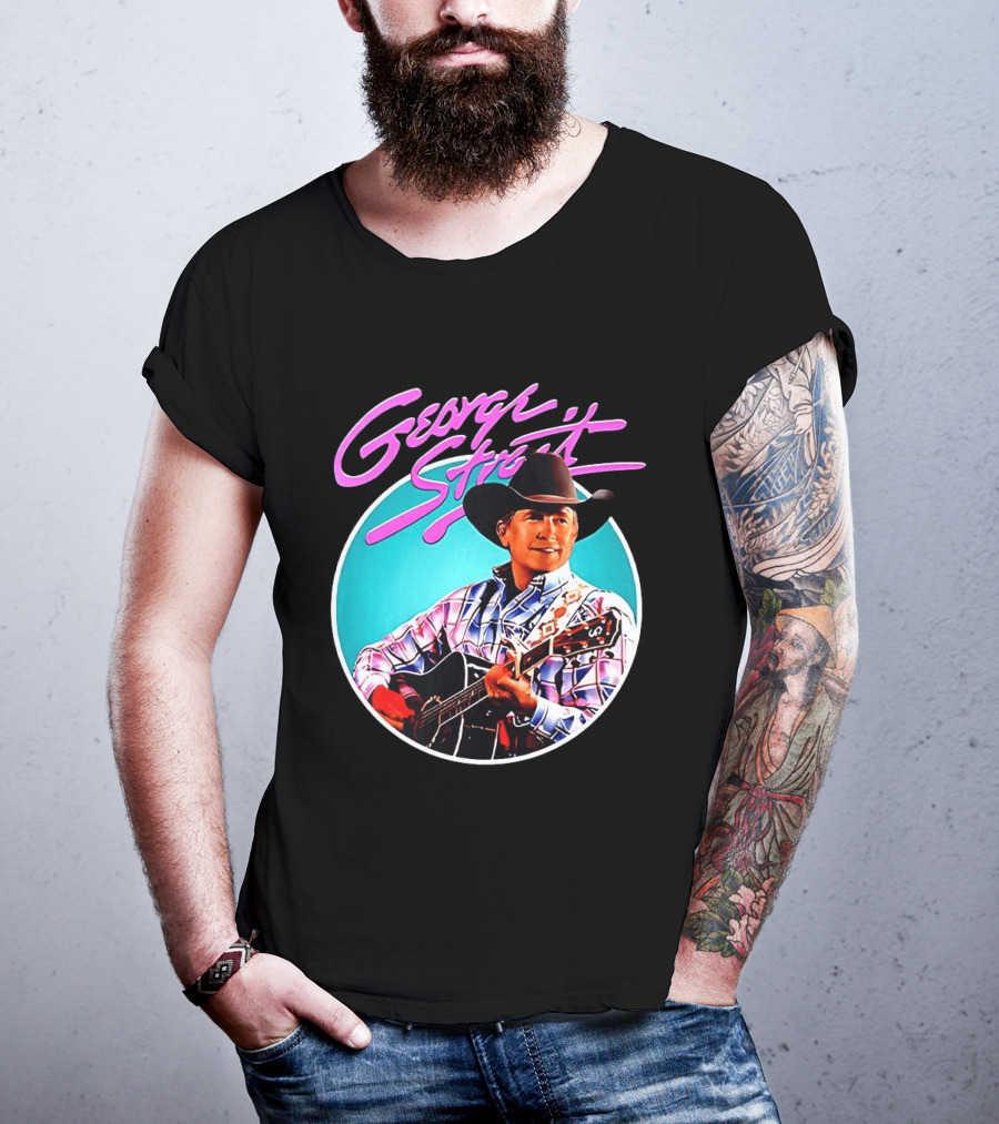 George Strait Country Music Legend Cowboy Hat And Guitar T-Shirt