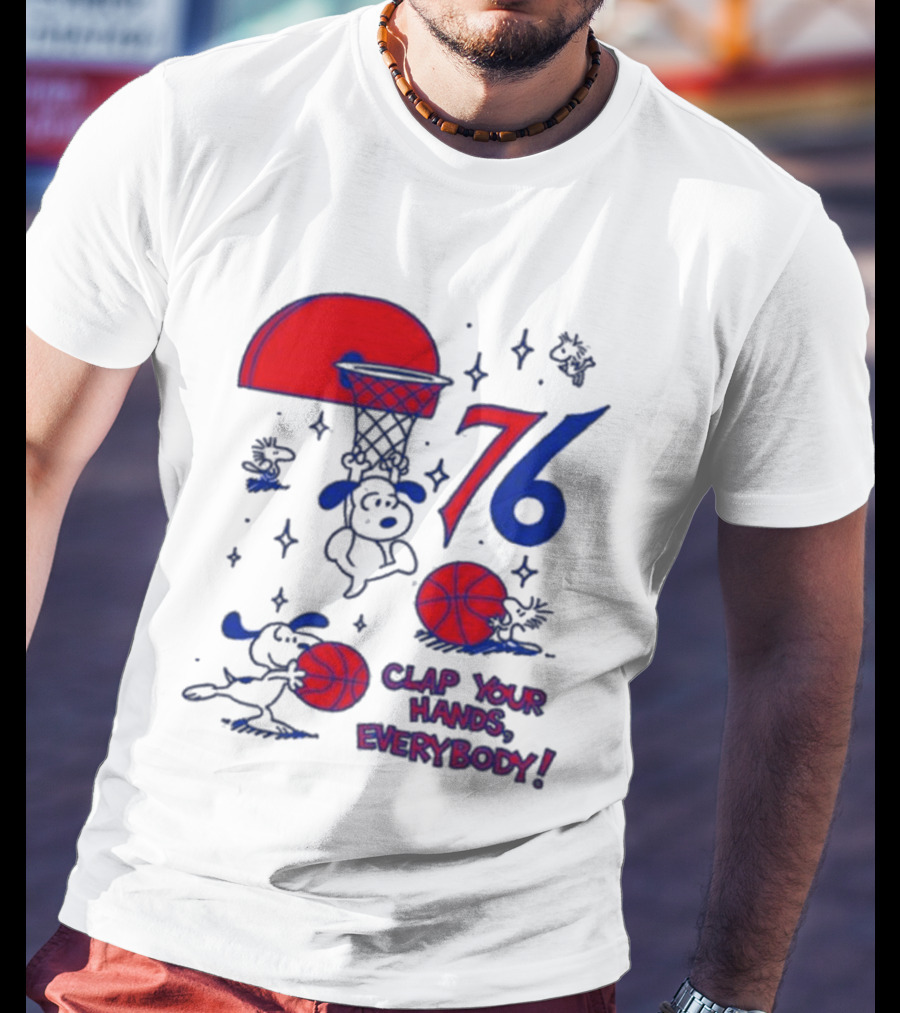 Ghost Bongo Sixers 76 Clap Your Hands Everybody Basketball Stars T-Shirt