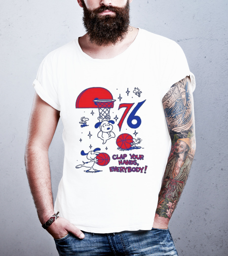 Ghost Bongo Sixers 76 Clap Your Hands Everybody Basketball Stars T-Shirt