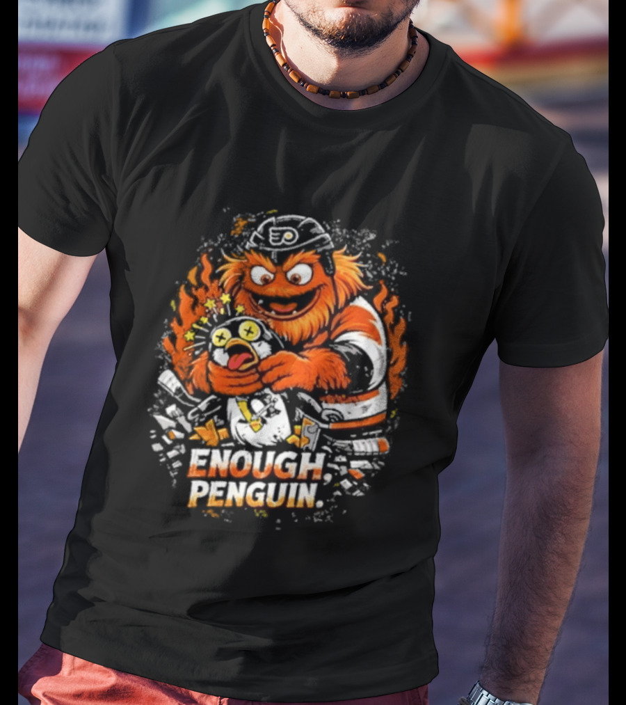 Gritty Enough Penguin Philadelphia Flyers Vs Penguins Retro Comic T-Shirt