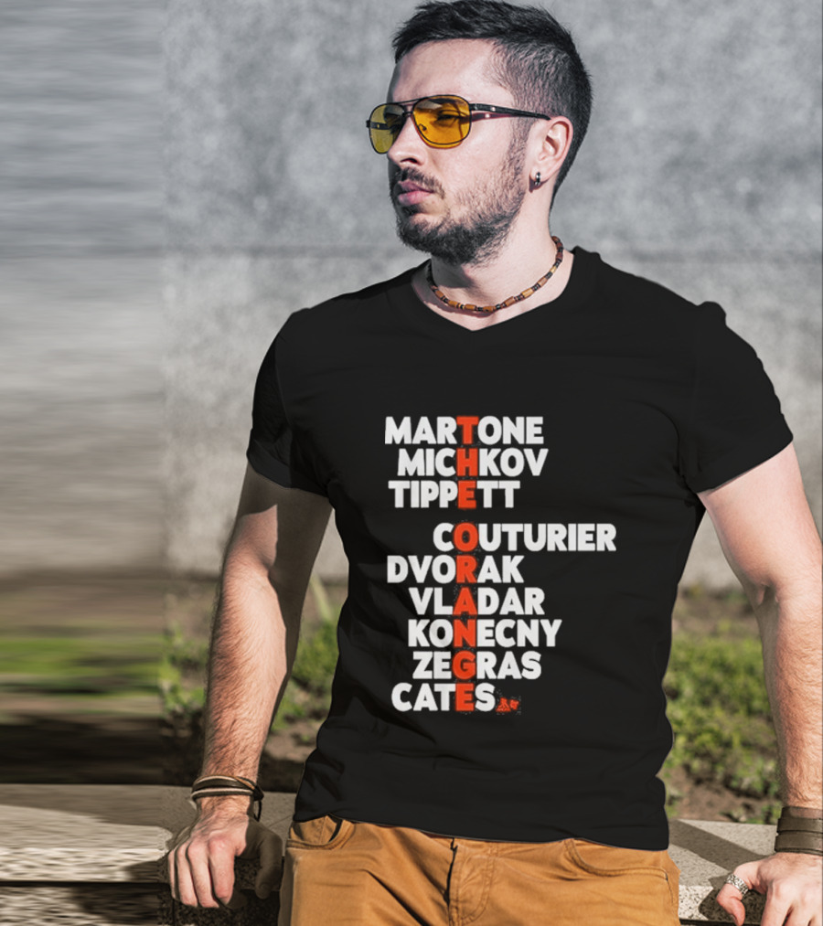 Philadelphia Hockey Martone Michkov Tippett The Orange Names Couturier Dvorak Vladar Konecny Zegras Cates T-Shirt