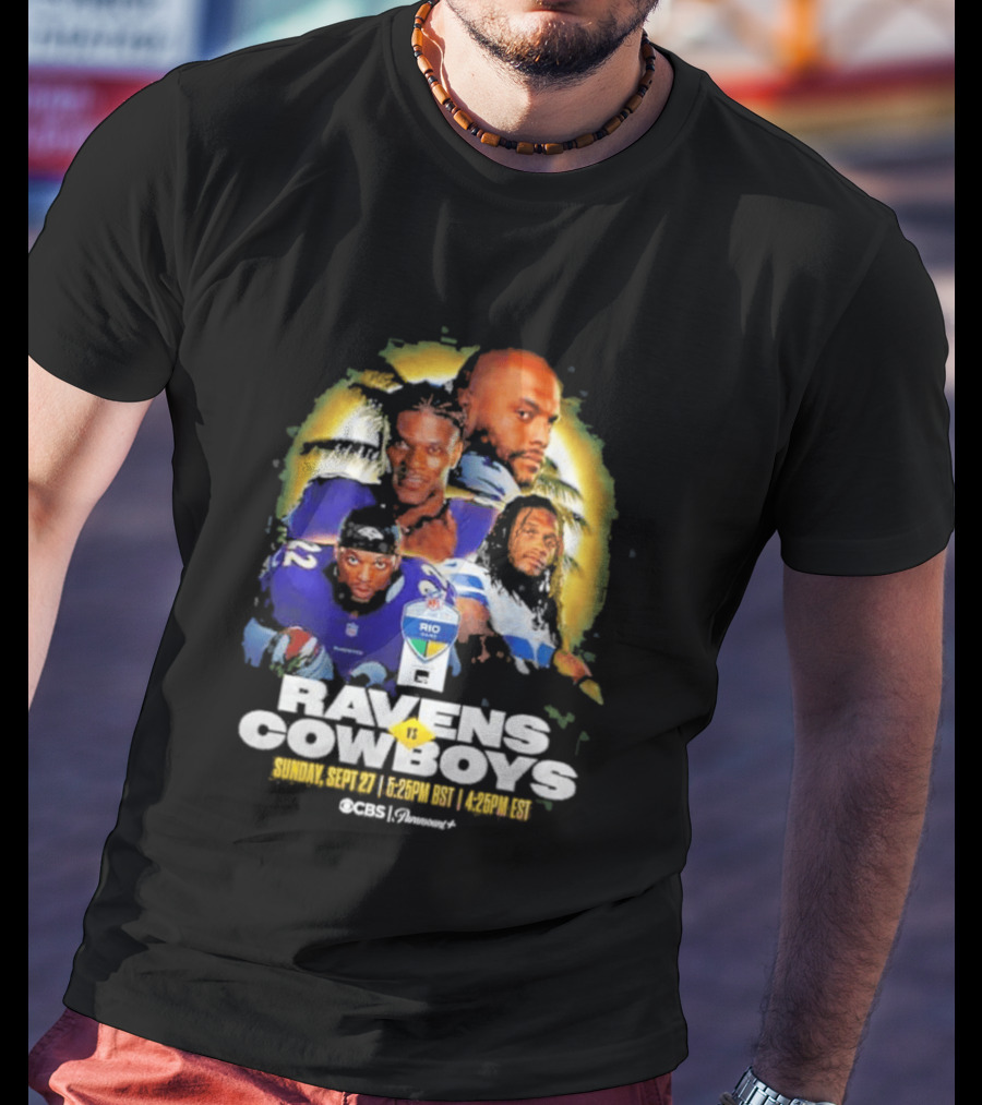 Rio Game 2026 Baltimore Ravens Vs Dallas Cowboys September 27 Matchup Sunday 1 P.M. BRT T-Shirt
