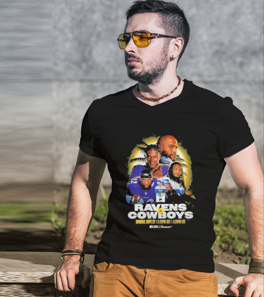 Rio Game 2026 Baltimore Ravens Vs Dallas Cowboys September 27 Matchup Sunday 1 P.M. BRT T-Shirt