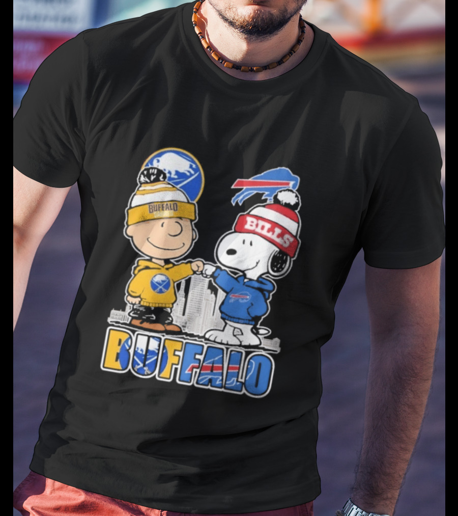 Buffalo Peanuts Fist Bump Sabres Bills Collaboration T-Shirt