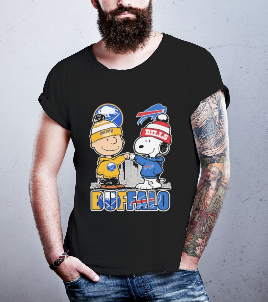 Buffalo Peanuts Fist Bump Sabres Bills Collaboration T-Shirt