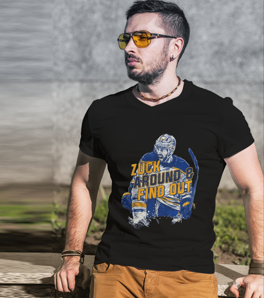 Zuck Around & Find Out Hockey Player Sketch T-Shirt